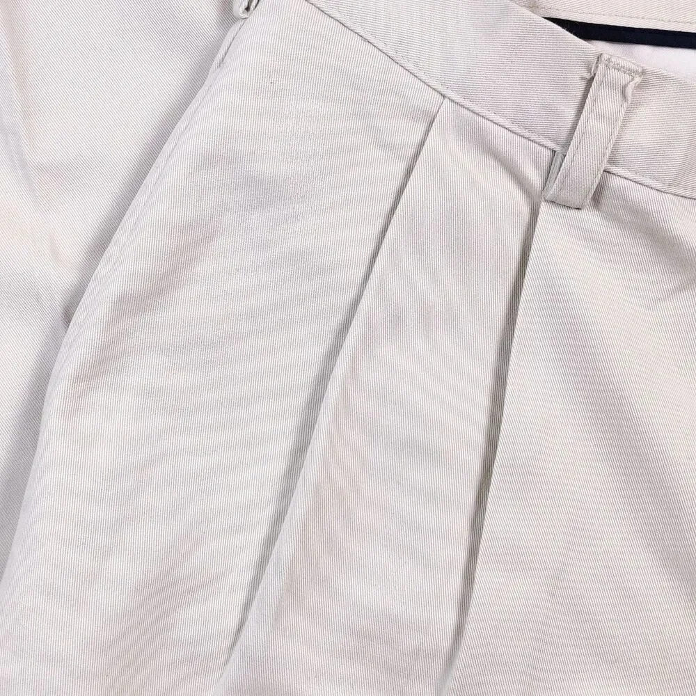 IZOD Men’s Khaki Chino Pants 34x32 Beige Pleated Cotton Dress Casual